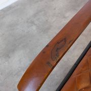 Chaise de salle à manger en cuir matelassé vintage : fauteuil de bureau industriel