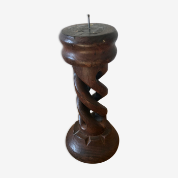 Twisted wooden candle holder