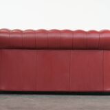 English cowhide Chesterfield 2.5-seater sofa in a stunning red colour