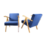 Fauteuils en velours bleu 1970