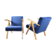 Fauteuils en velours bleu 1970