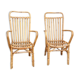 Pair of vintage rattan armchairs