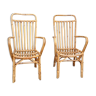 Paire de fauteuils en rotin vintage