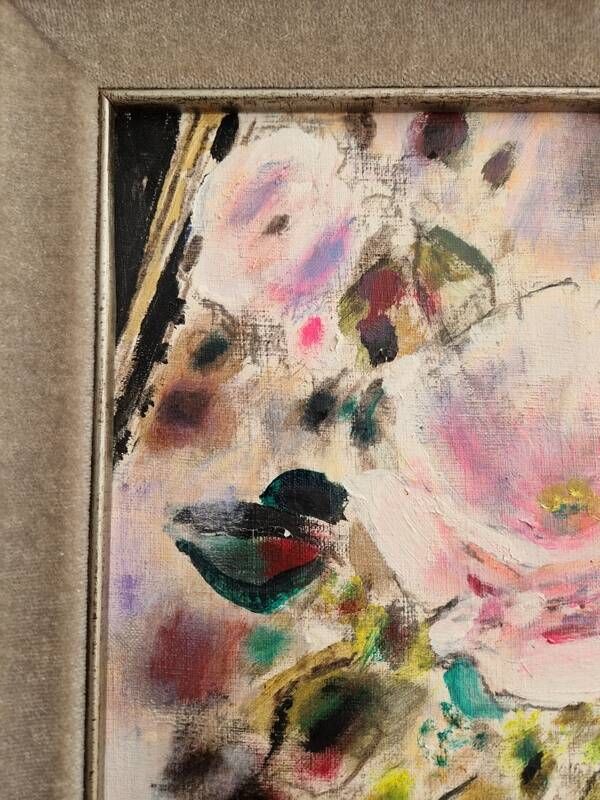 Gabriel Deschamps (1919-2011) Oil on canvas - The rose - 1960