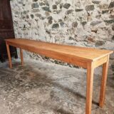 Old French oak console – Long and narrow farmhouse table 241 cm – Vichy hospital workshop from the 1950s