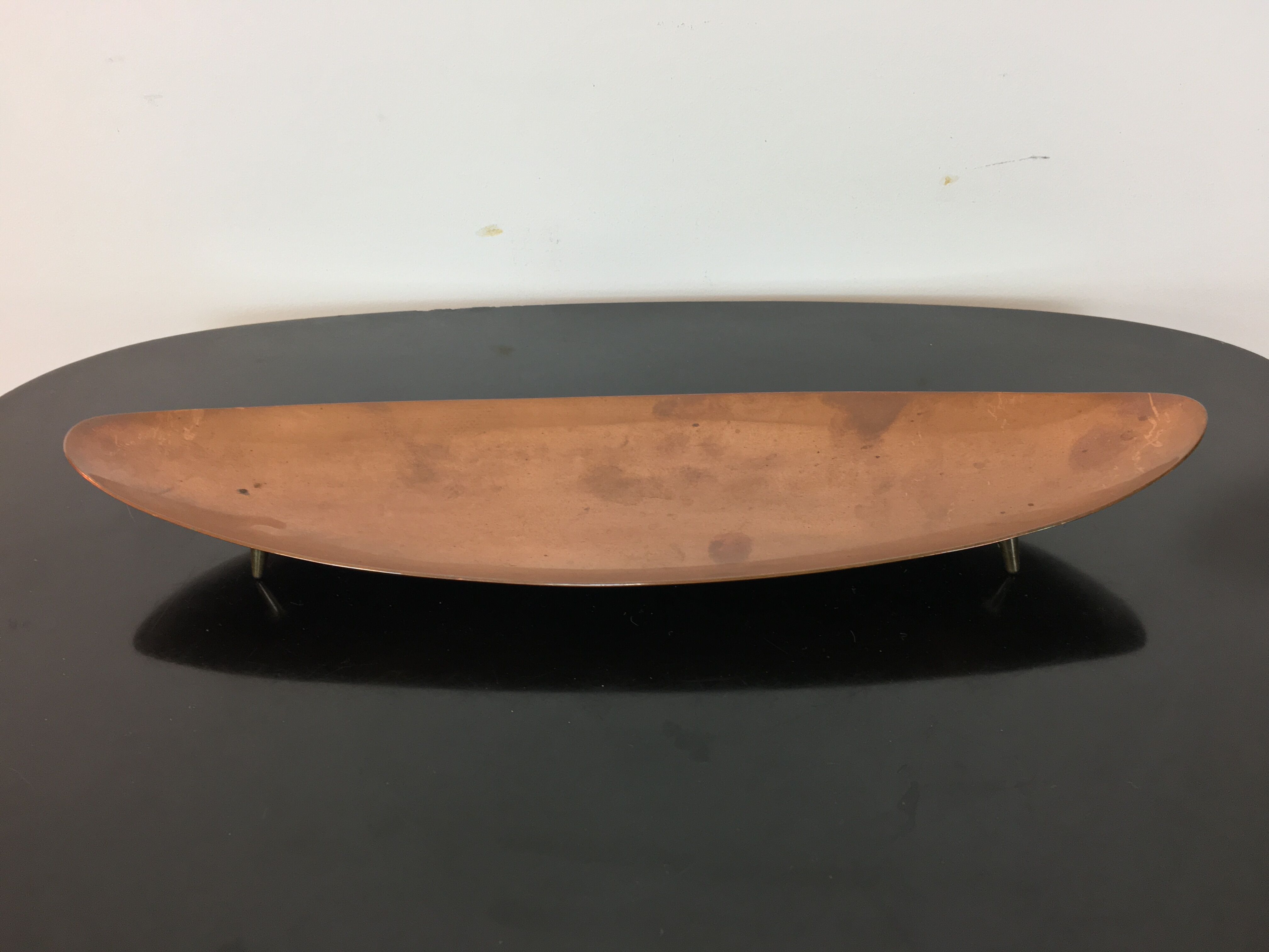 Scandinavian brass cup, shuttle shape, 60s