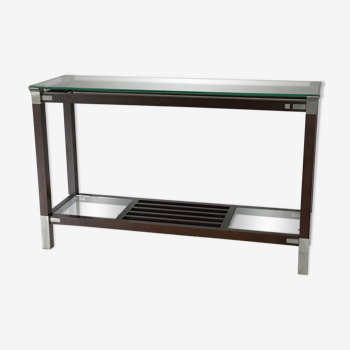Ebony wood console and glass top