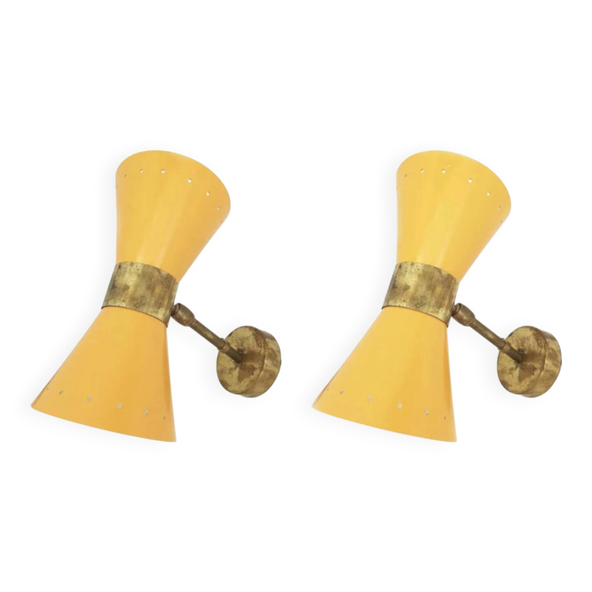 Pair of Italian diabolo wall lights, design 1950.
