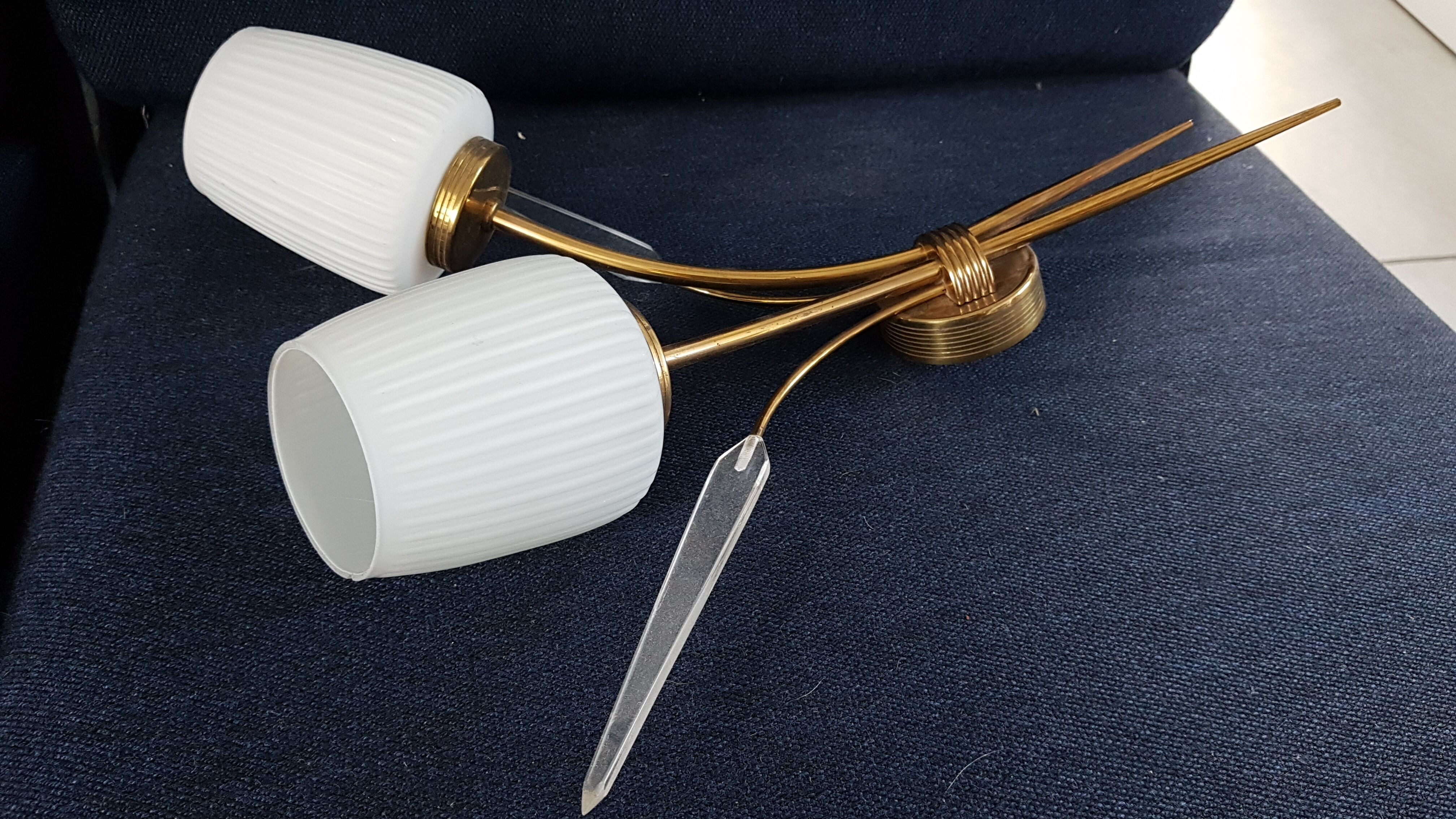 Brass and glass wall light