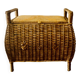 Grand panier à couture vintage en osier - tabouret en tissu matelassé - 1950