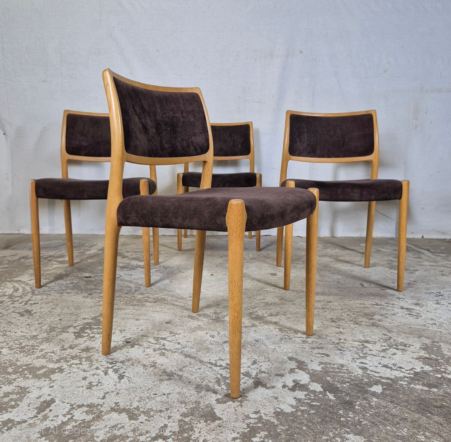 4x Niels Møller model 80 vintage oak dining chair Danish