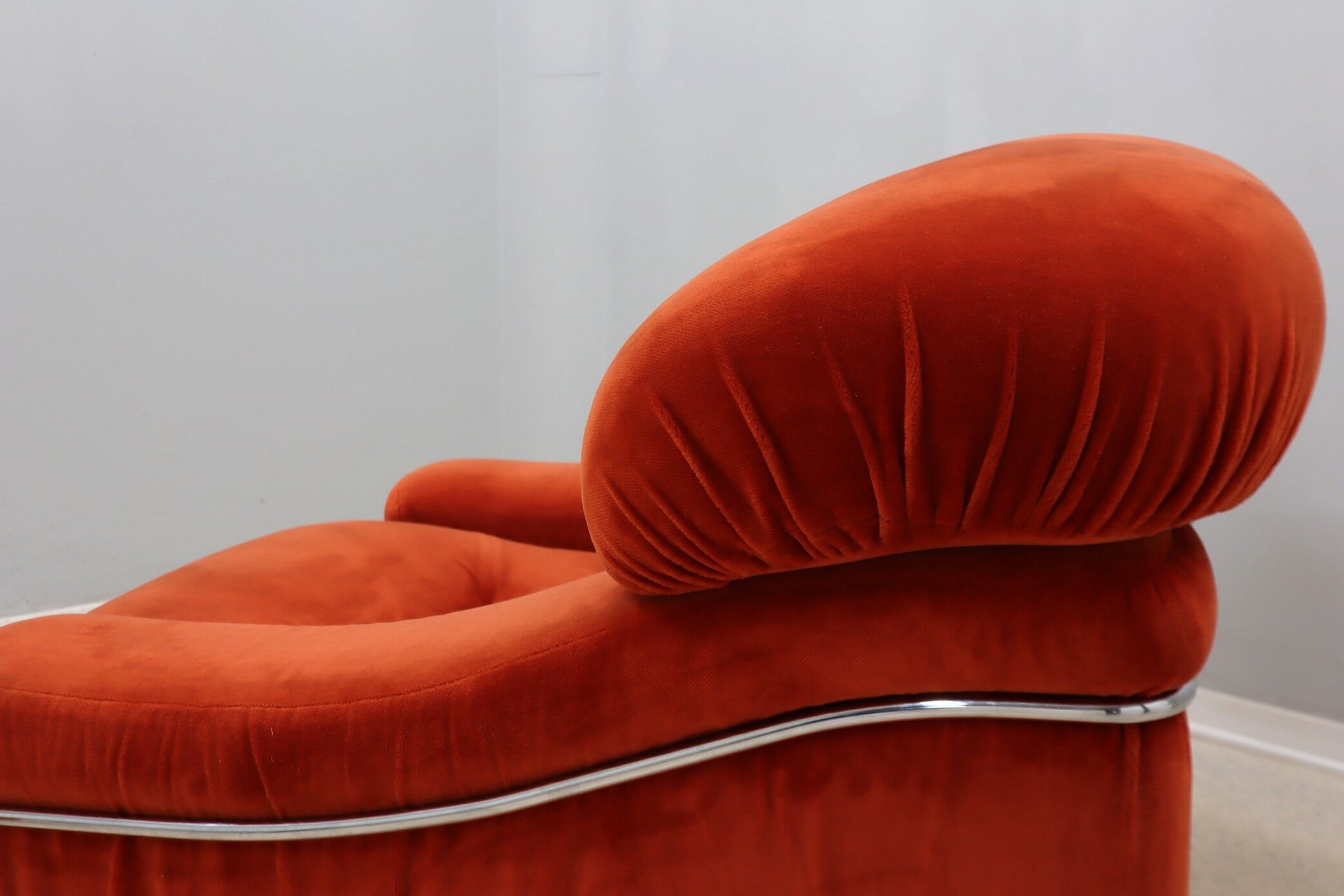 Vintage velvet armchairs Italy 1970s