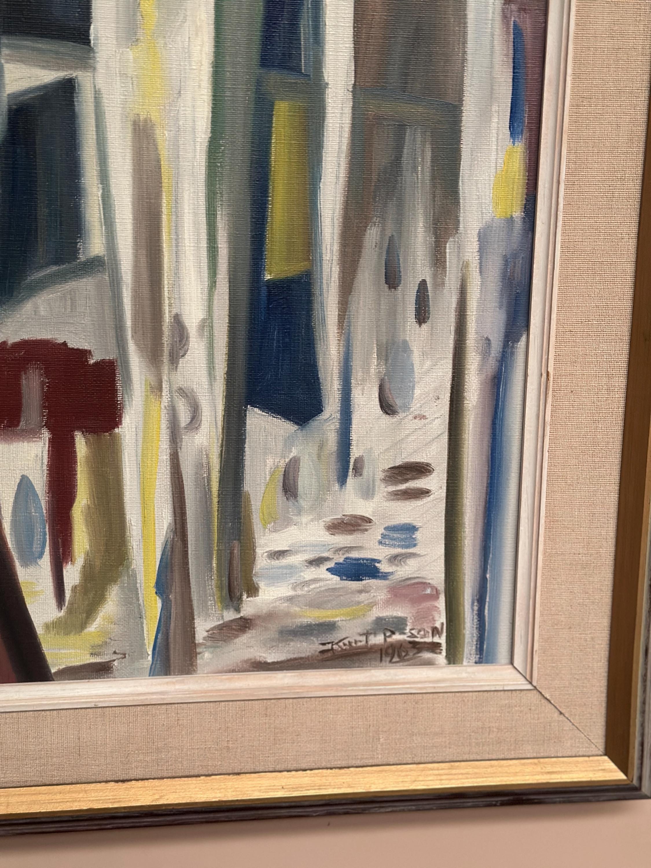 Huile sur toile suédoise – “Allée abstraite” par Kurt Persson