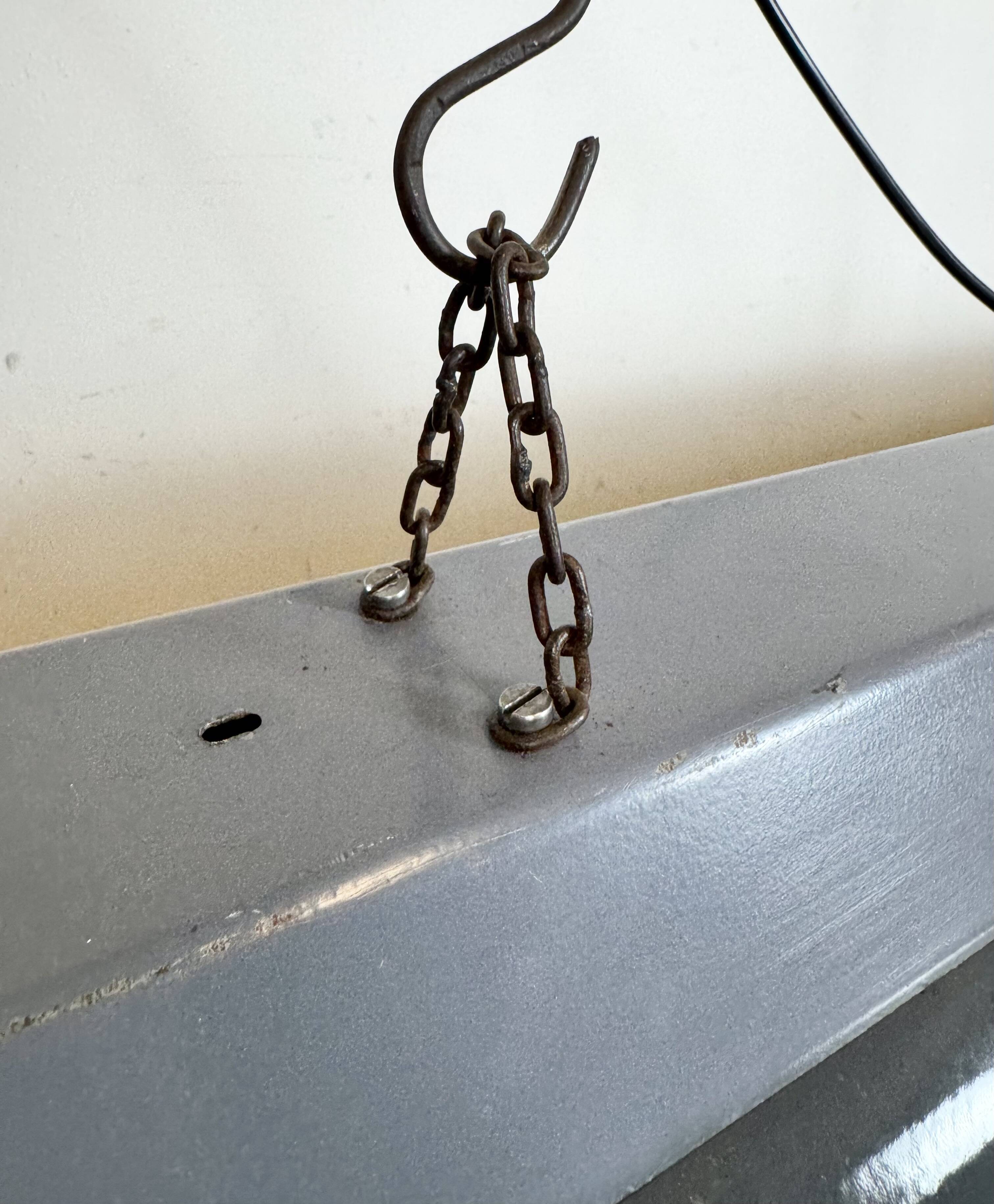 Grey Enamel Industrial Hanging Tube Light, 1960s