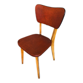 Scandinavian chair wood & skai red 70s vintage