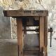 Solid oak workbench with stalls and drawers - 20th century
