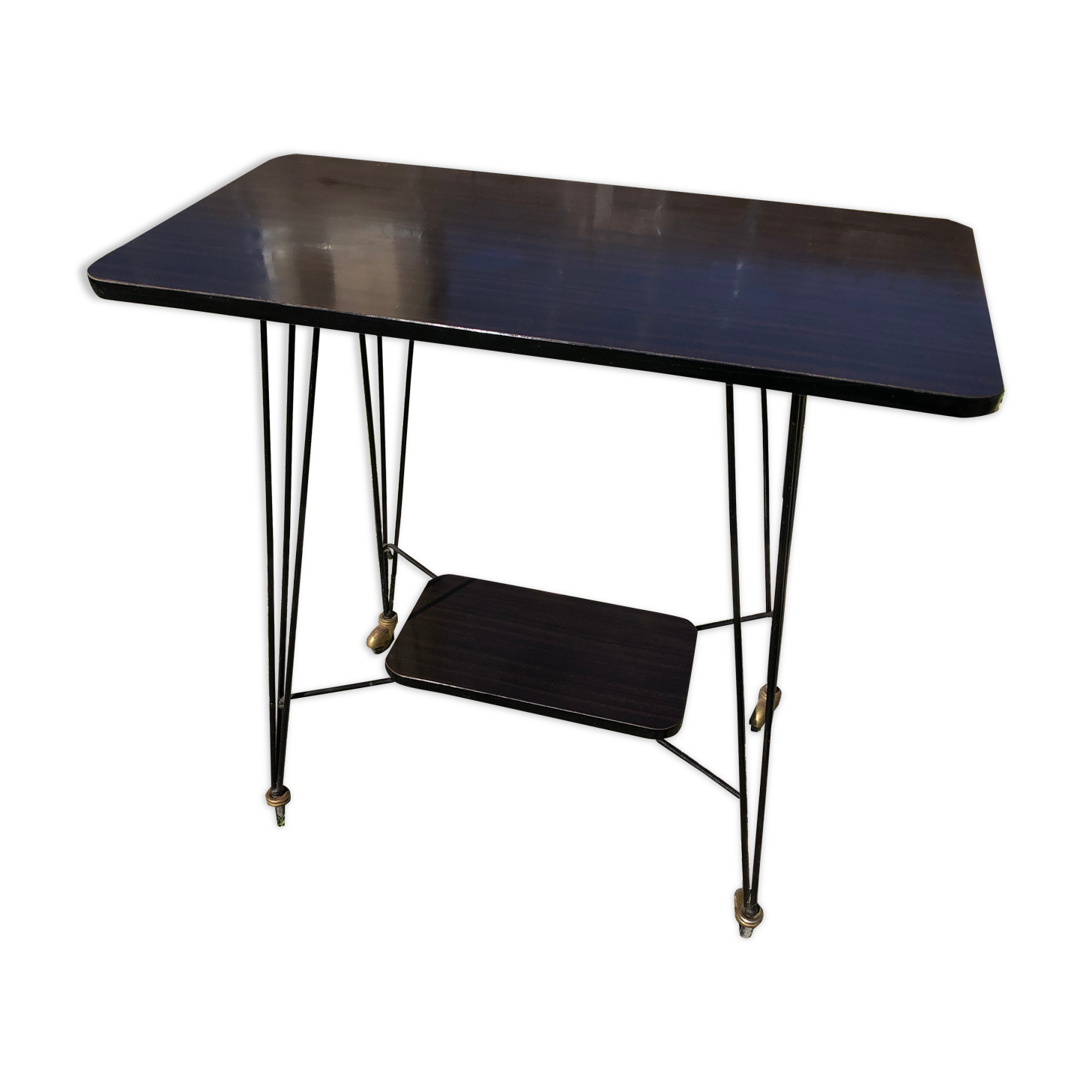 Harness Table Hifi On Wheels Feet Eiffel Metal Black Vintage
