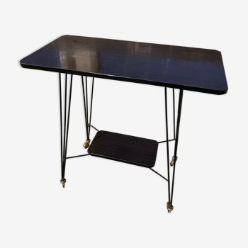 Harness Table Hifi On Wheels Feet Eiffel Metal Black Vintage