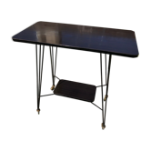 Sellette Table Hifi Sur Roulettes Pieds Eiffel Metal Noir Vintage