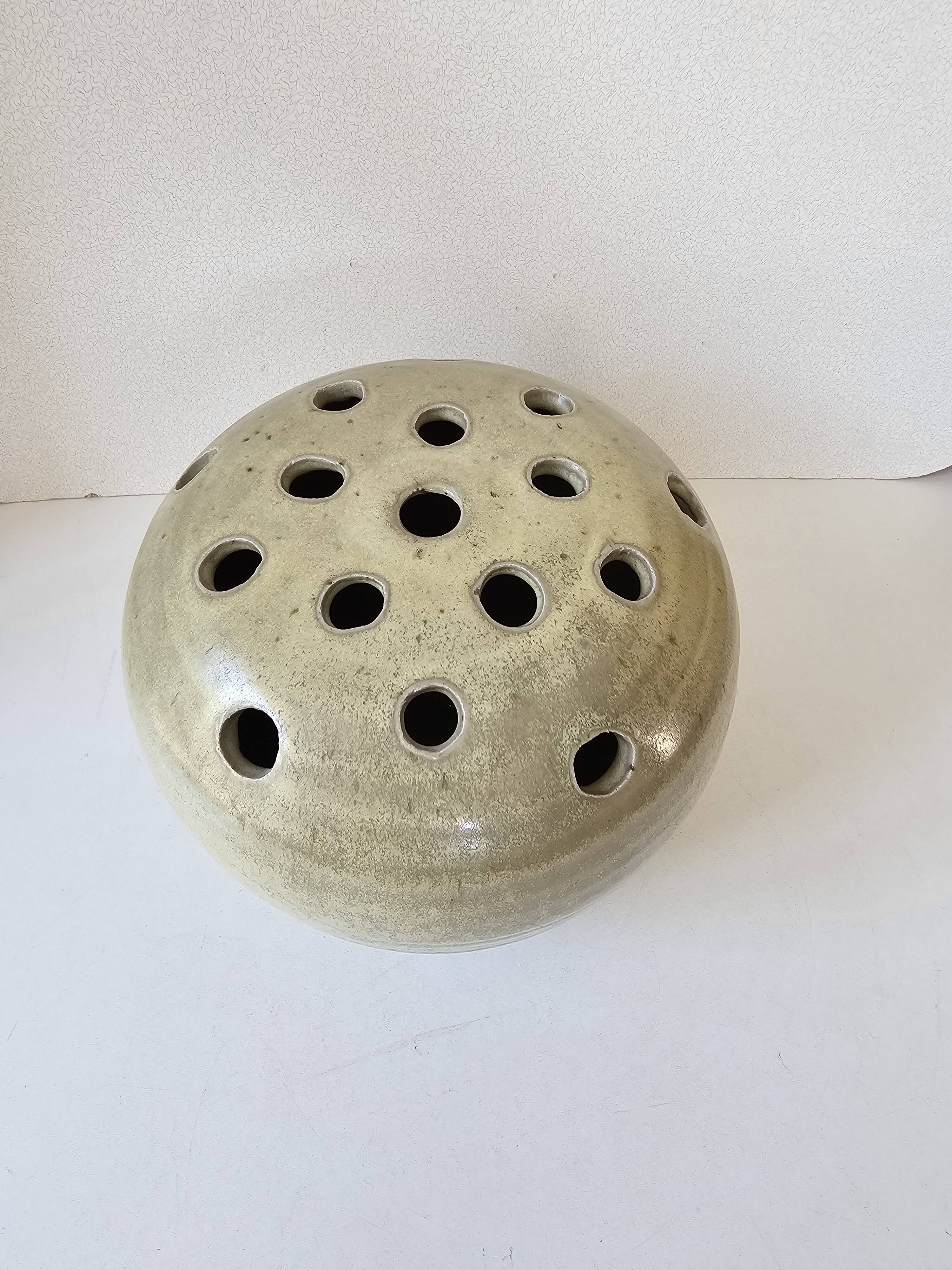 Ceramic flower vase signed GB (diameter 20cm)