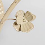 Vintage Italian white painted cast iron candlestick, floral motif, 1970s