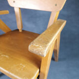 Vintage armchair child feet compass light wood