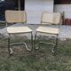Vintage Pair  chrome cantilever chairs with cane, 1970s