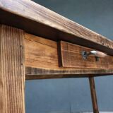 Old pine dining table with drawers