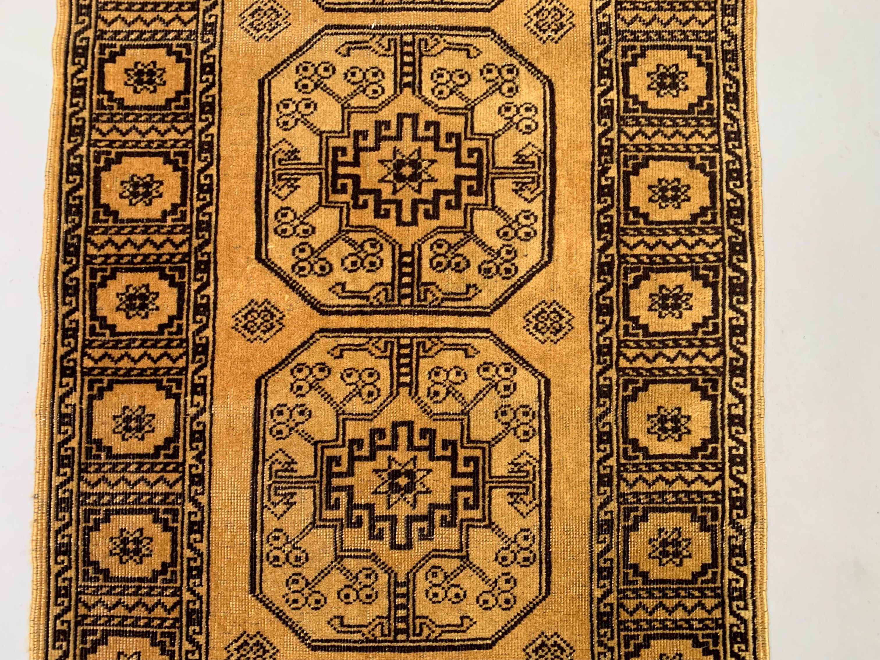 Gold afghan runner 245x80 cm, afghan chobi rug, yellow, black