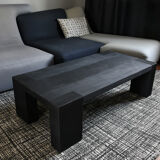 Table basse chêne massif finition bois brûlé — shou-sugi-ban