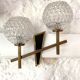 Vintage brass double wall lamp and diamond glass globe