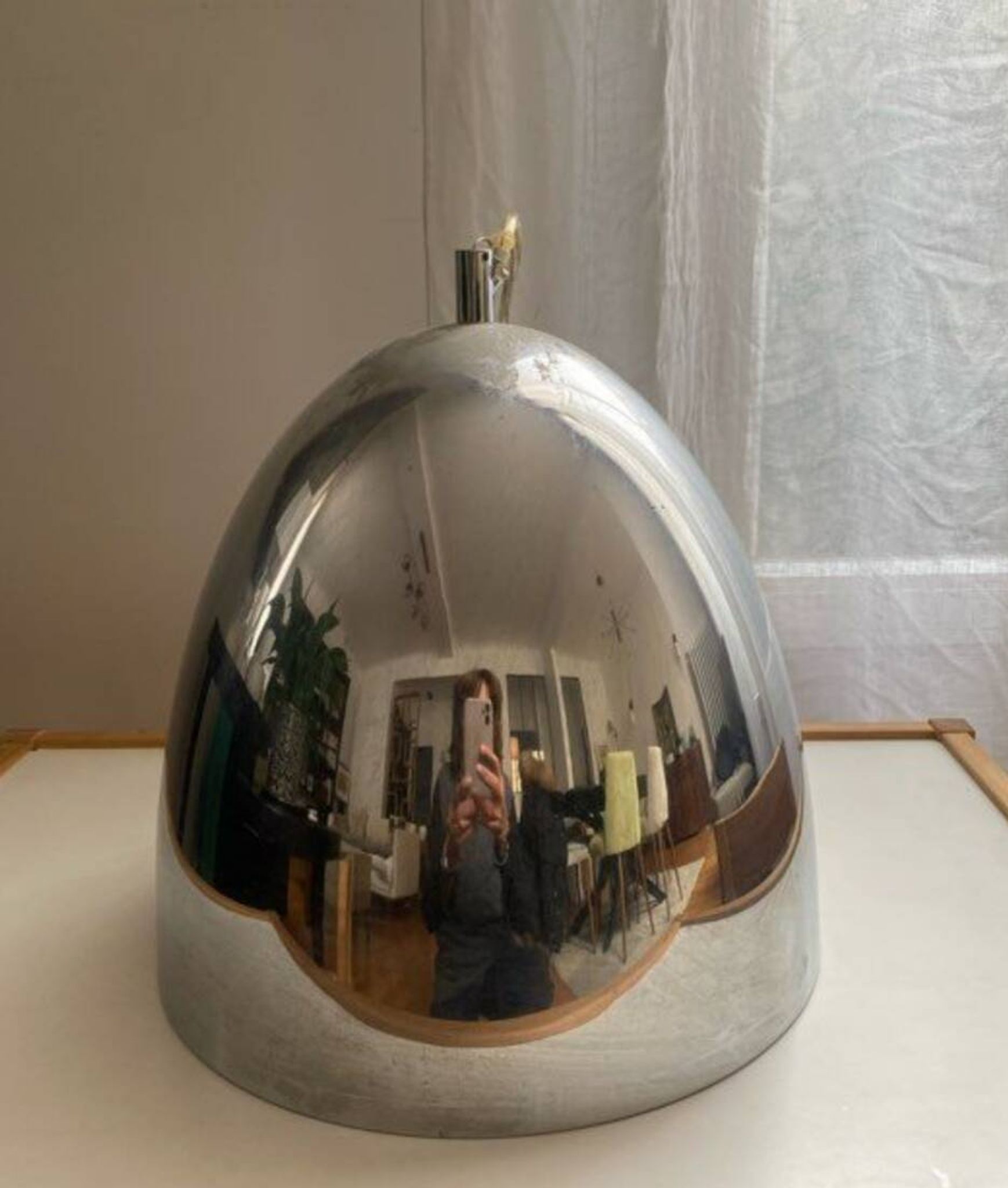 Vintage chrome metal pendant – 1970s design