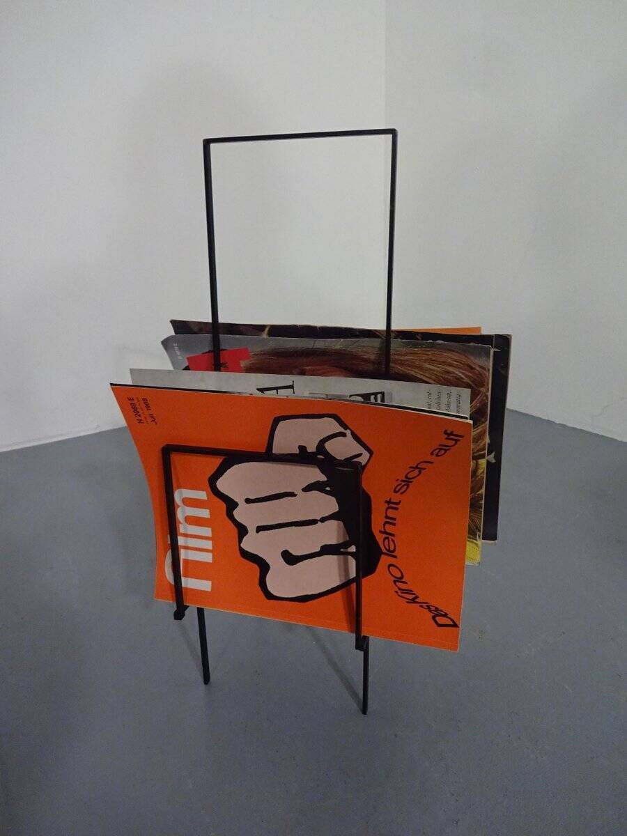 Steel magazine or record racks, 1960s, set of 2