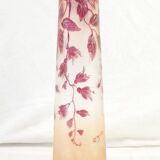 Legras vase ruby in frosted glass degagé with art nouveau acid