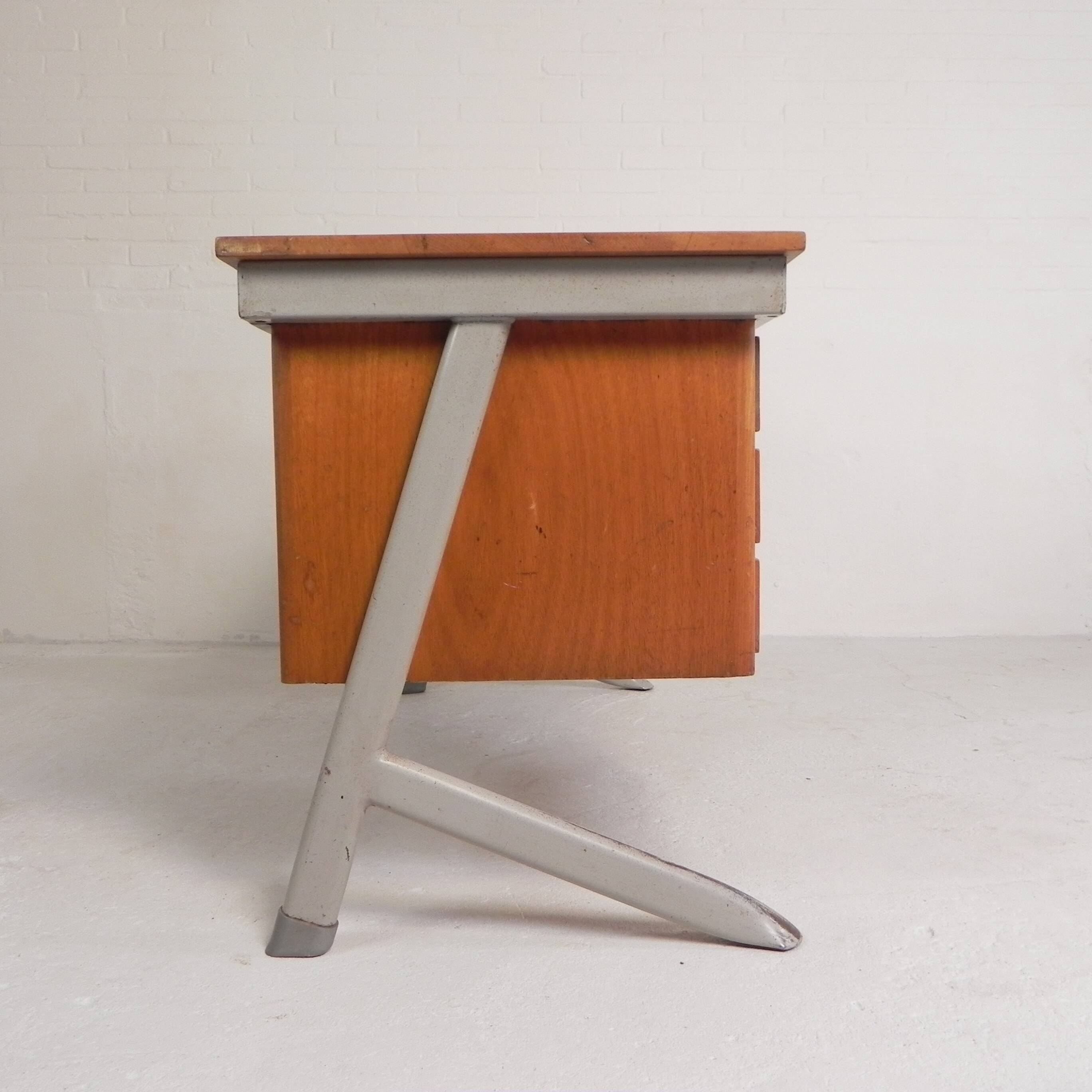 Industrial desk with 2 drawer units, 1960s.