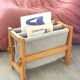Magazine rack in wood and terry cloth, 1970