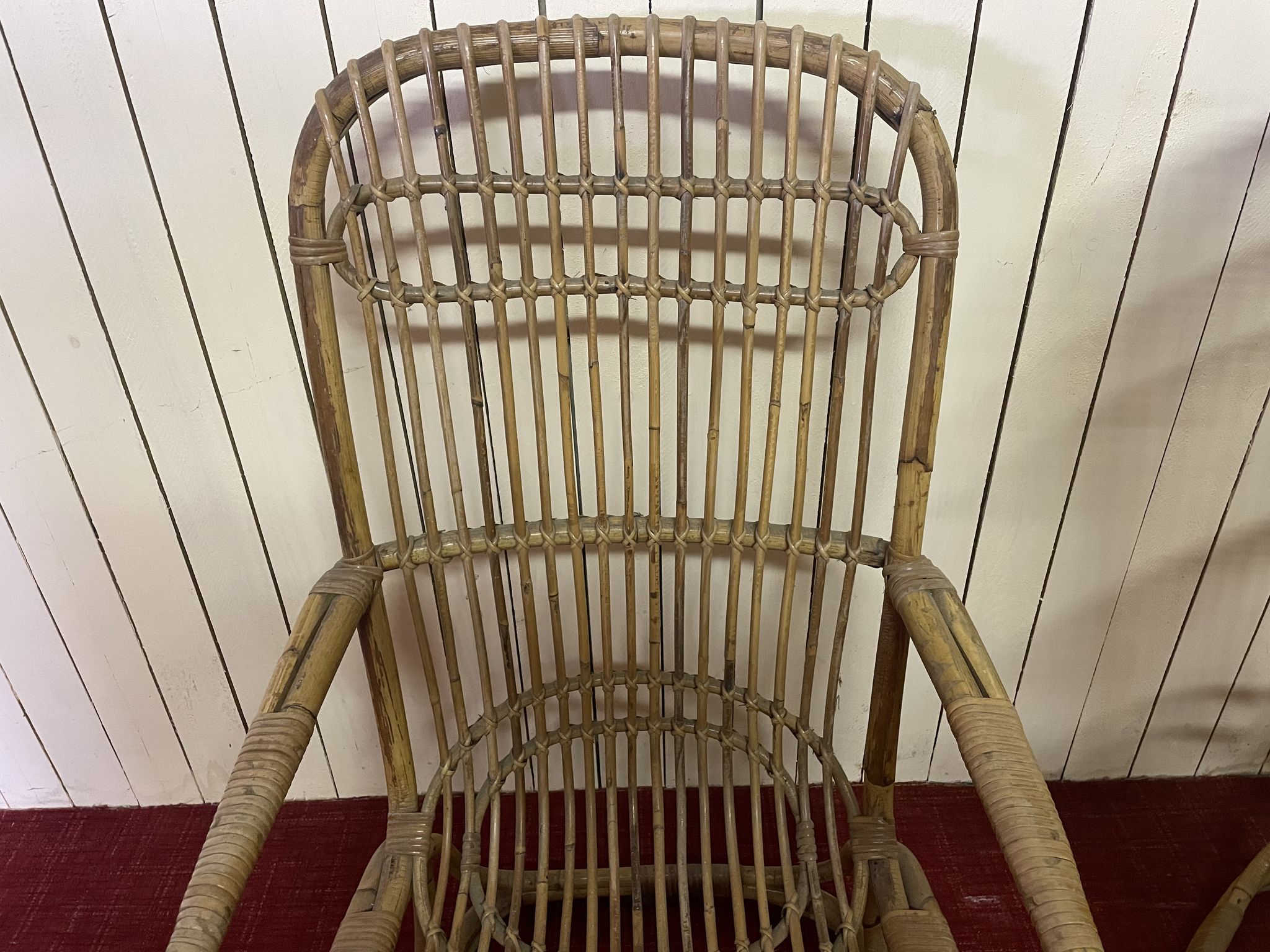 Pair of vintage rattan armchairs, Italy 1950