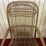 Pair of vintage rattan armchairs, Italy 1950