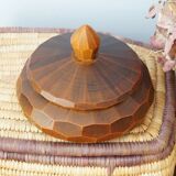 Faceted carved wooden box, vintage