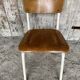 Chaise ecolier ancienne colmon tube metal blanc + bois vintage