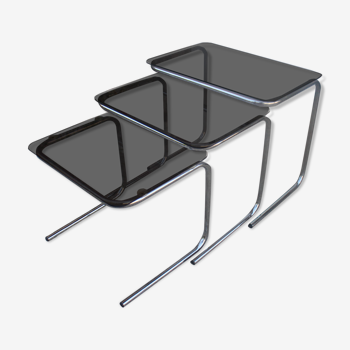 Nesting tables glass and chrome 1970