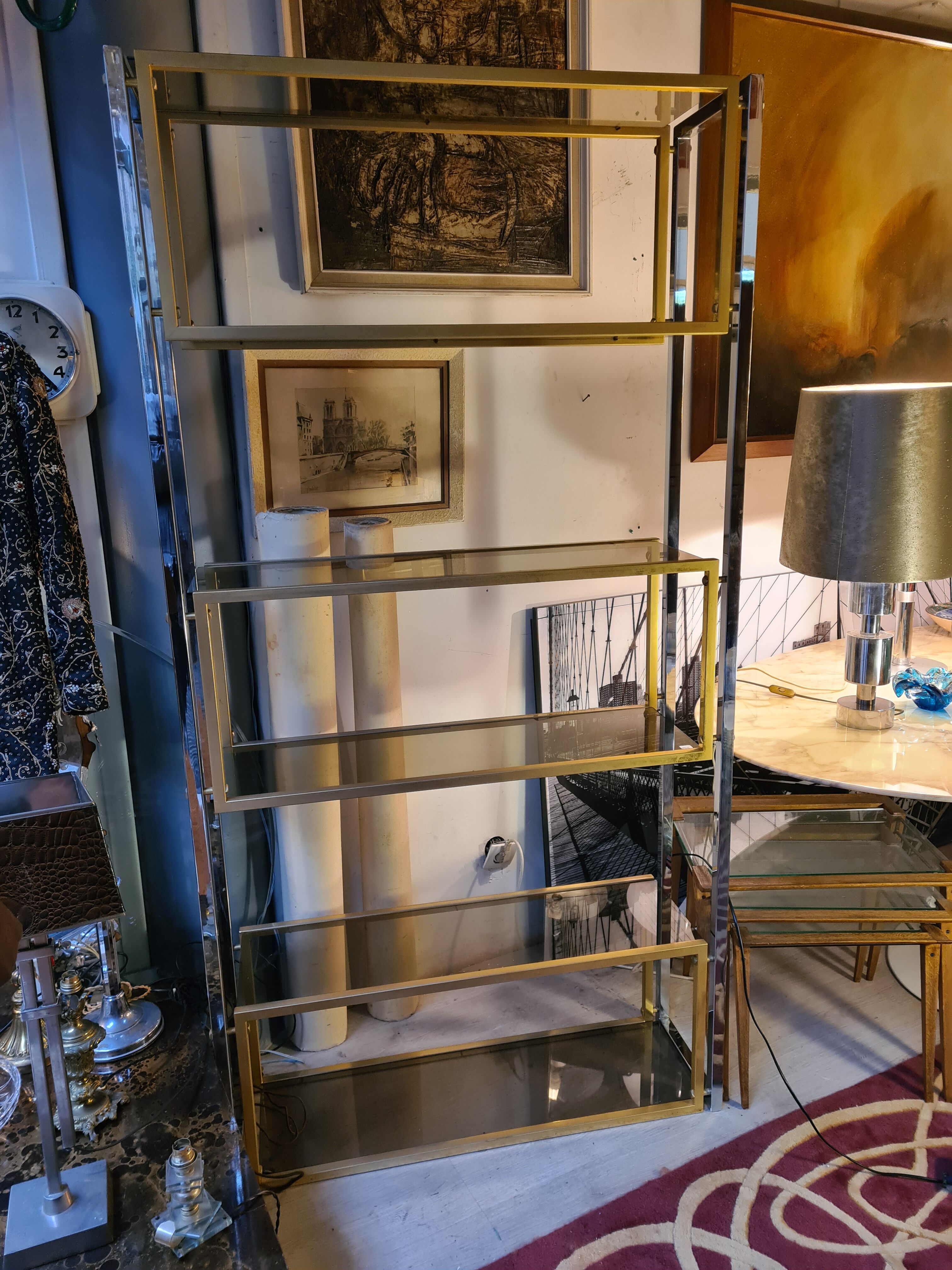 Vintage chrome and brass floor