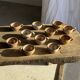 Set of 11 vintage coffee cups, raw matte stoneware H11