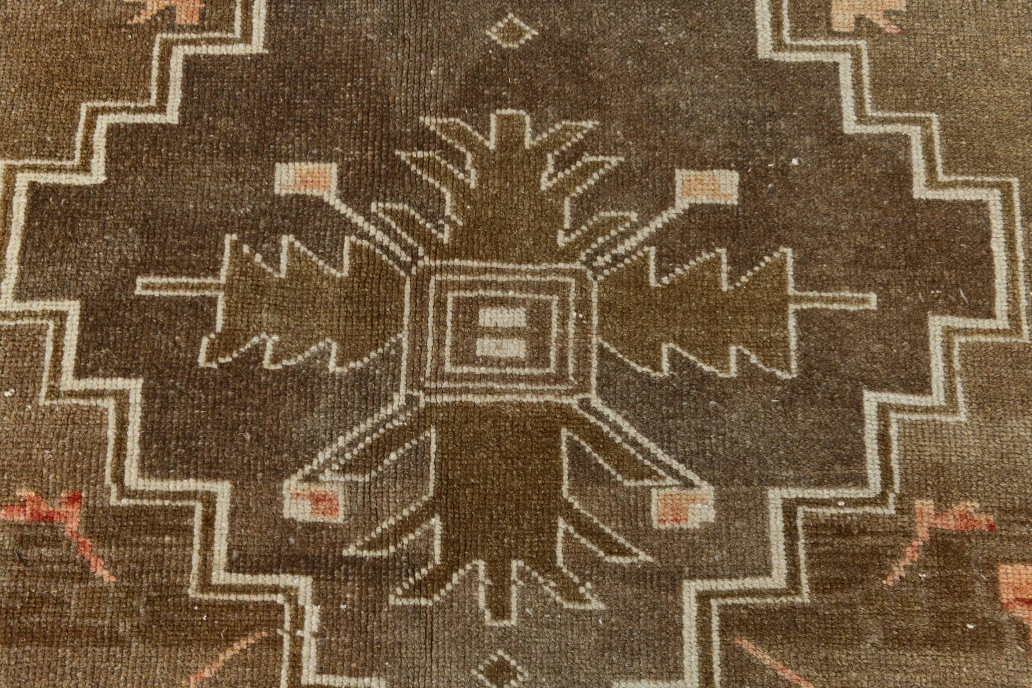 5x13 Tapis Couloir Anatolien Vintage, Tapis Turc Brun Taupe, 159x385 Cm