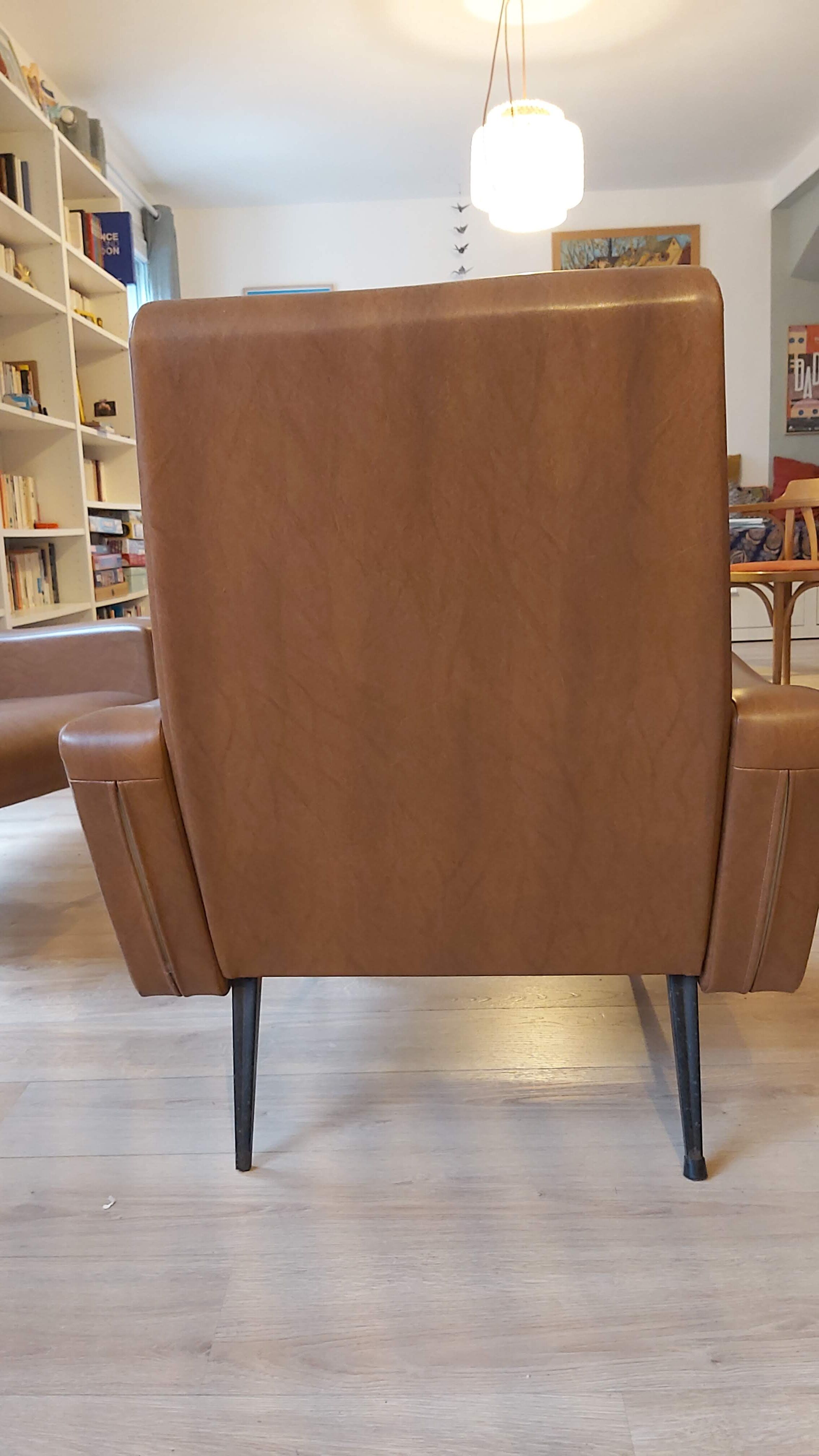 2 armchairs vintage 70s skai brown - beka