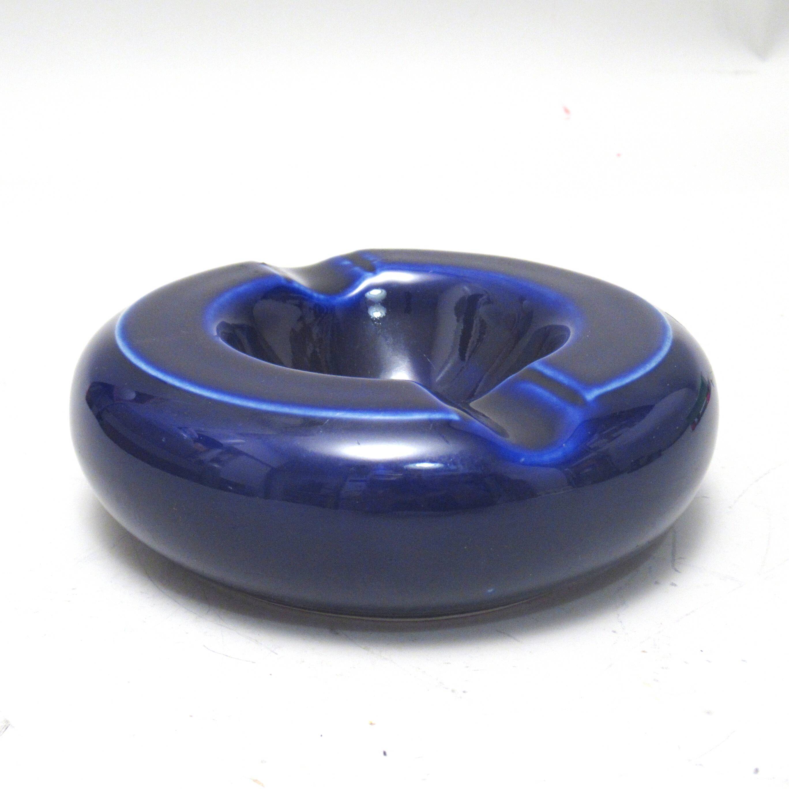 Modernist blue ceramic ashtray from the 1960s.