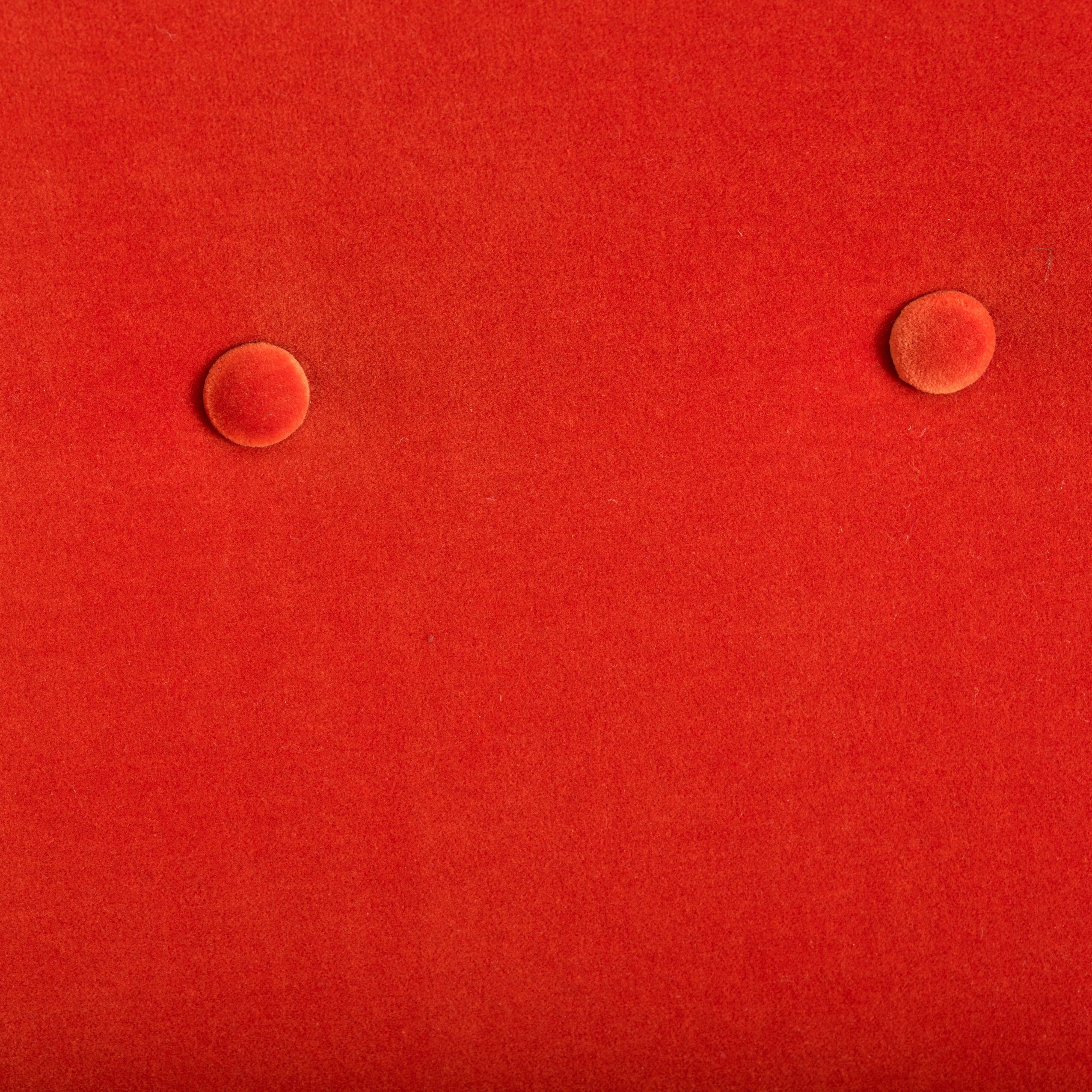 Reupholstered Midcentury Velvet Orange 3-Seat Sofa from CFC Silkeborg, 1960s