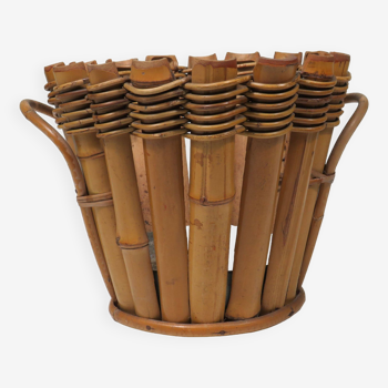 Cache pot/jardinière en bambou français 1950-1960
