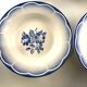 4 Digoin Sarreguemines soup plates, white and blue Marsac model with art deco flower