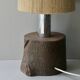 Lampe en bois massif et chrome, abat jour corde